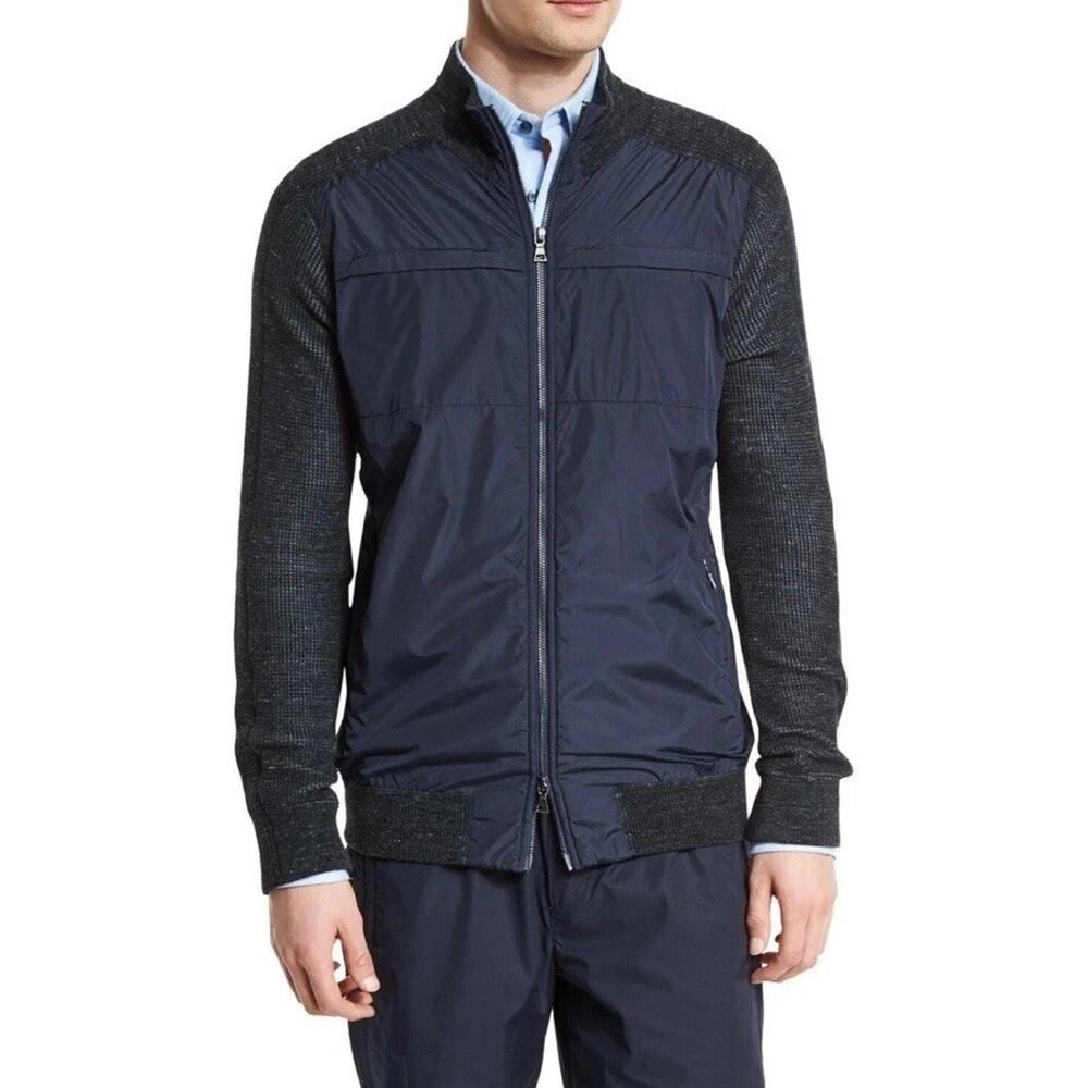 VINCE Navy Sz L Blue Charcoal Jasper Full Zip Thermal Sporty Track Jacket EUC